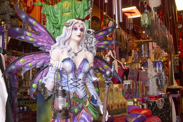 A fairy sculptor on display at the Psychic Eye Bookstore ...